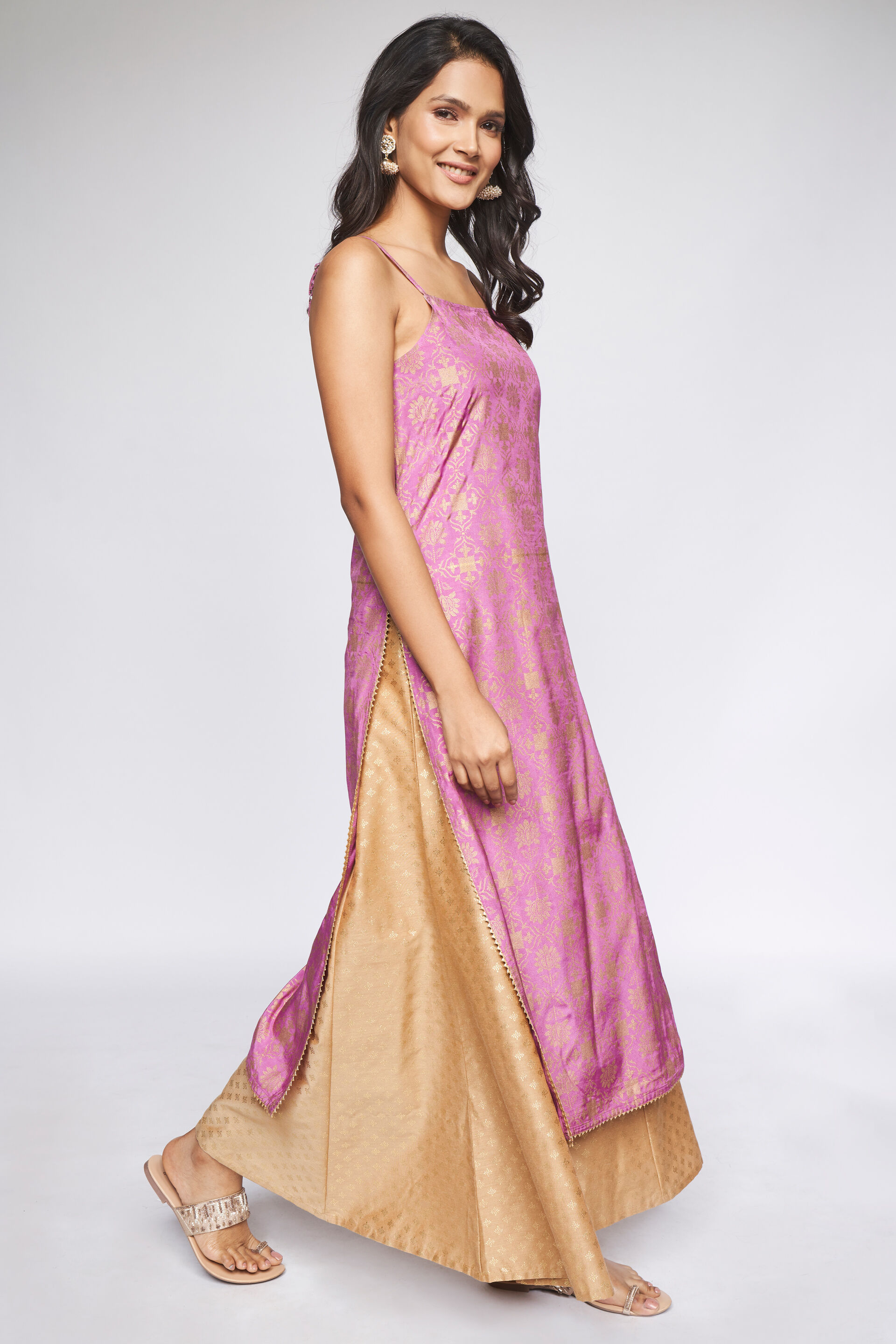 Gold Foil Print Sharara, Gold, image 3